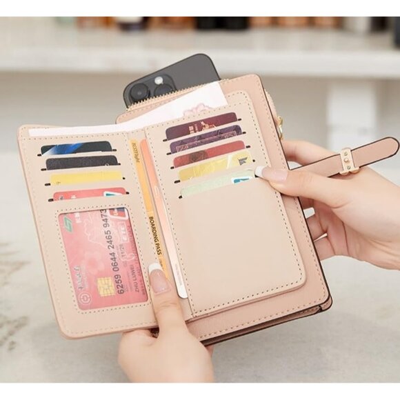 Leather Small Phone Wallet Purse Crossbody with Coin Bag for Women - Picture 7 of 8